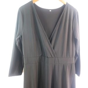 Beautiful XL Plain Black Crossover Front Dress Plus Funeral